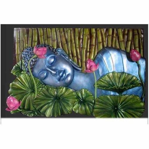 Durable Handmde Decorative Glossy Blue Sleeping Buddha Wall Mural