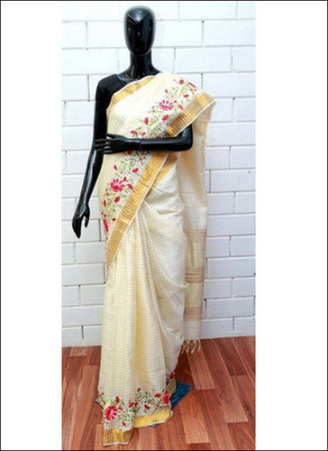 Ladies Embroidery Tussar Silk Saree