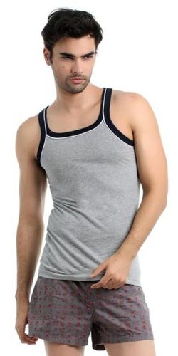 Square Neck Cotton Plain Vest For Mens, Sleeveless, Inner Wear, Gray Color
