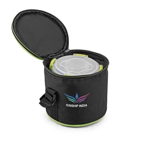 Silver Kinship India Round Lunch Box With Bag