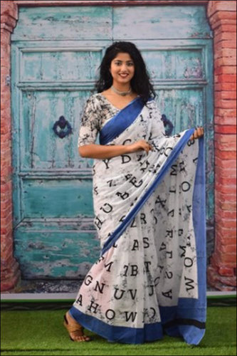 Ladies Alphabets Cotton Mul mul Saree