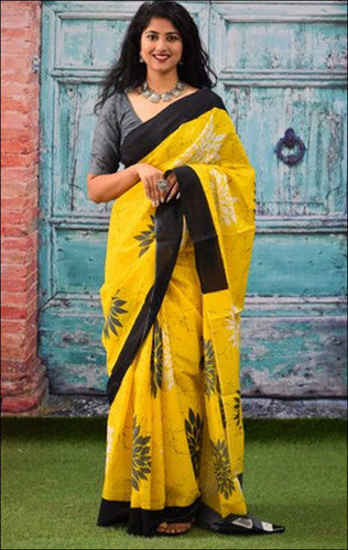 Ladies Cotton Bagru Print Saree