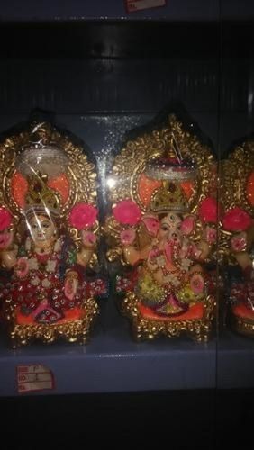 Easy To Clean Multi Color Terracotta Laxmi Ganesh Statue