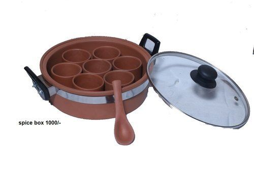 Terracotta Clay Spices Box With Glass Lid