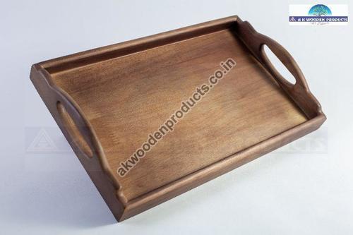Trusted Quality Rubber Wood Plain Serving Tray For Serving, Rectangular Shape, Brown Color