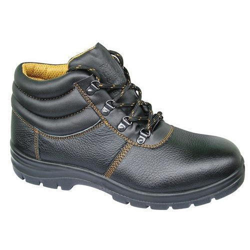 Black Anti Skid Leather Safety Shoes