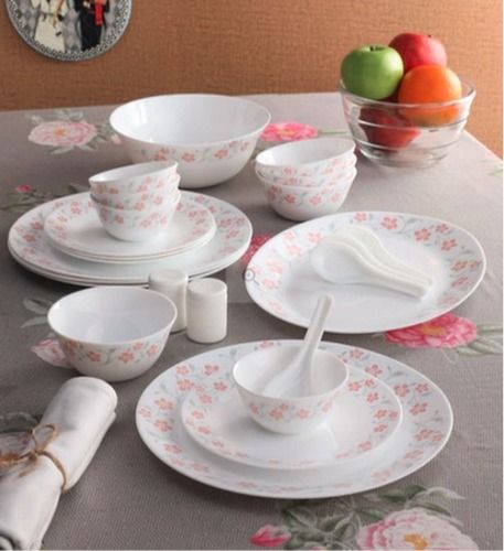 White 33 Pcs Opalware Melamine Special Printed Dinner Set