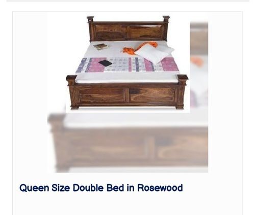 Brown Queen Size Double Bed In Rosewood