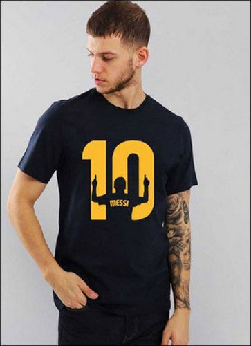 Yellow Casual Wear Printed Round Neck Mens T Shirt