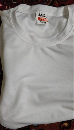 White Half Sleeve Plain Polyester T Shirt
