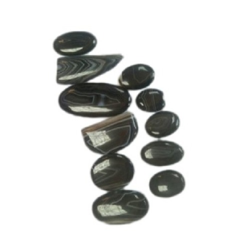 Natural 6.5 Mohs Black Oval Sulemani Hakik Stone