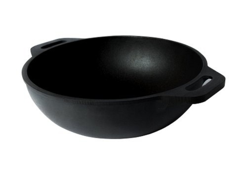 Black Cast Iron Kadai - 10.25 Inches, Round Shape, Even Heat Distribution for Faster Cooking