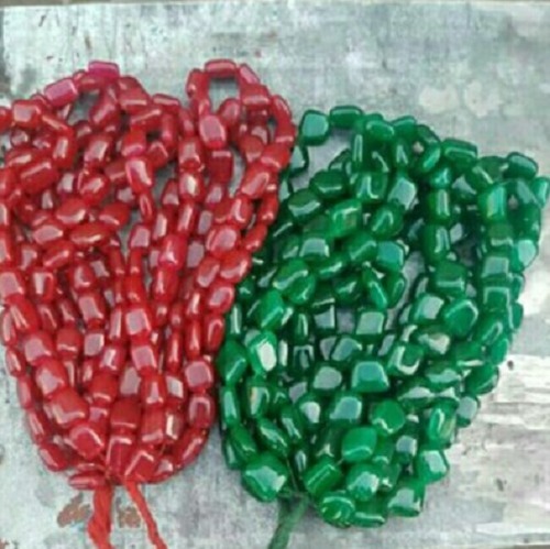 Red And Green Tumbled Stones Beads