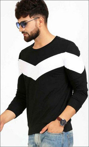 Olive Black And White Full Sleeve Casual T Shirt