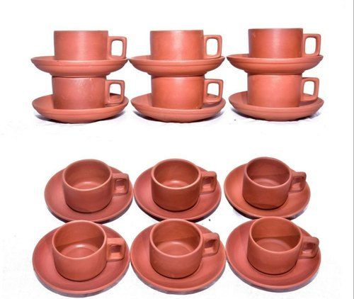 Clay Terracotta Cup And Saucer