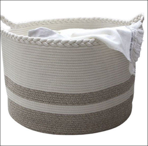 Black And White Cotton Rope Basket For Storage