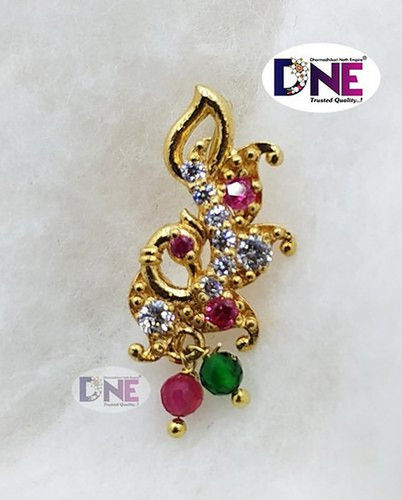 Golden Fancy Stone Gold Nath (Nose Pin)