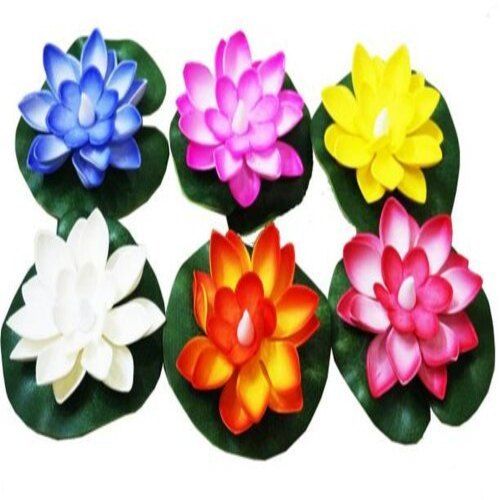 Multicolor Artificial Floating Foam Lotus Flowers Realistic Water Lily Pads Vibrant Color