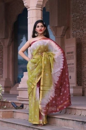 Multi-color Kota Doria Zari Saree With Blouse