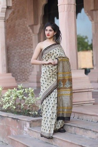 Multi-Color Chanderi Silk Saree With Blouse