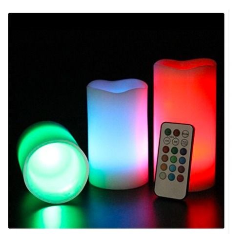 Mulitcolor Alkaline Battery Drived Round Shape Strong Body Tealight Remote Candle