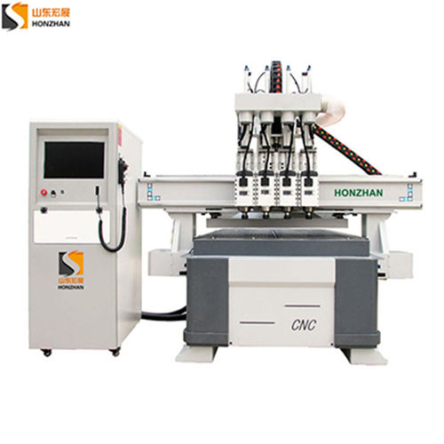 HONZHAN HZ-R1325F Four Heads Pneumatic Woodworking Cnc Router Cutting Machine for Wood Panel, Door, Furniture