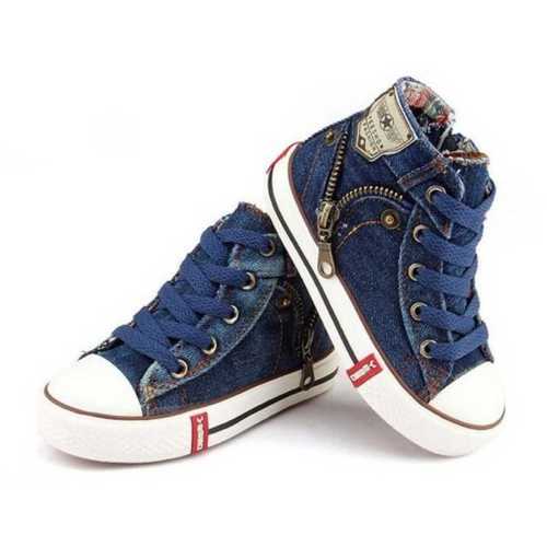 Atlanta Mocassin Denim Velcro Sneaker 523 – Laced Shoe Inc