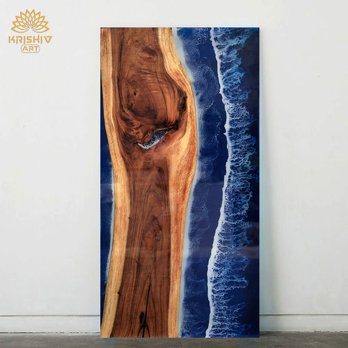 Maple Wood Ocean Waves Theme Dining Table Top