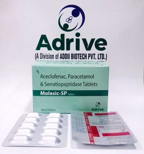 Aceclofenac Paracetamol And Serratiopeptidase Ant Inflammatory Tablets