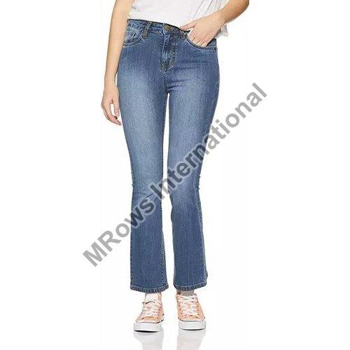 Comfortable Impeccable Finish Plain Blue Ladies Bootcut Jeans