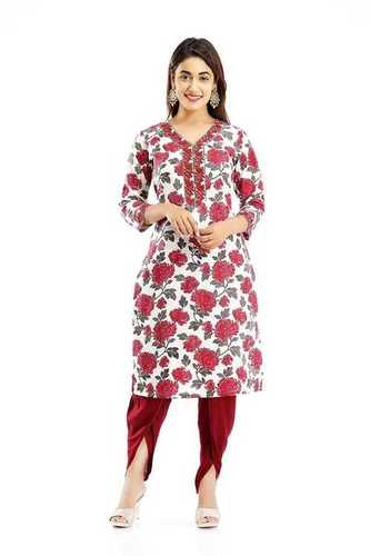 Various Marron Cotton Printed Kurti