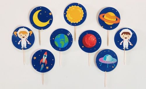 Space Theme Cupcake Topper Set Of 9