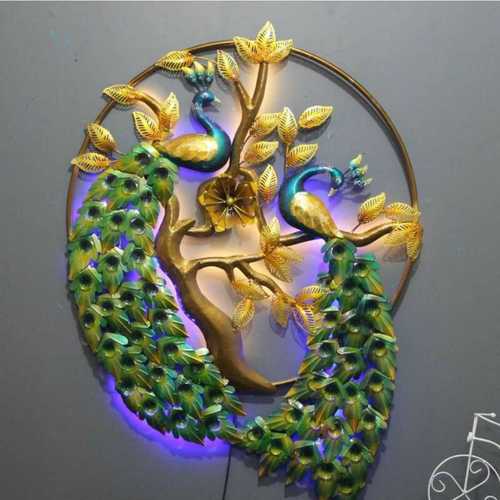 Iron Peacock Wall Art with LED