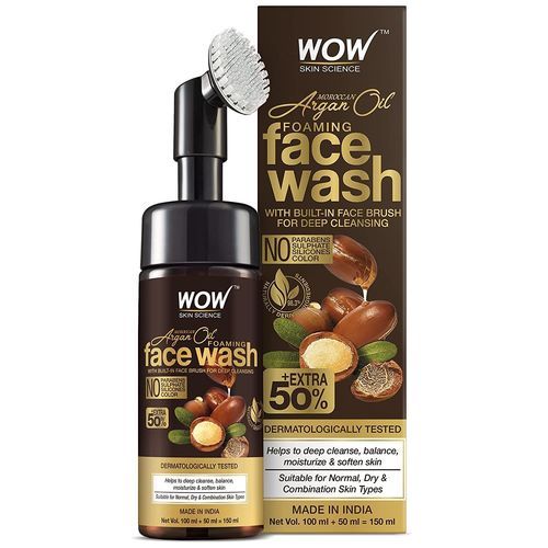 WOW Skin Science Moroccan Argan Oil Foaming Face Wash With Built-In BrushA 