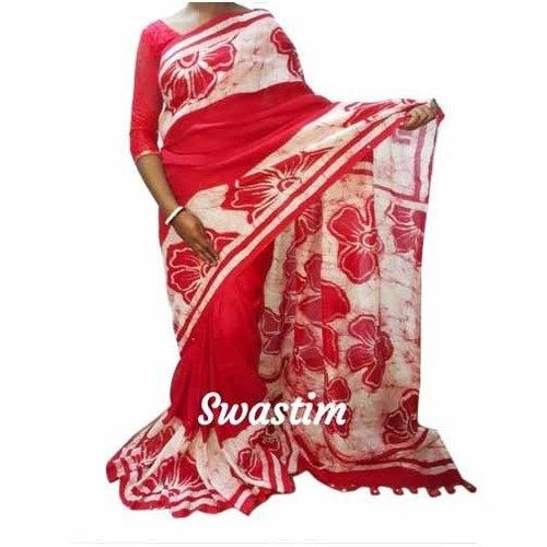 Various Ladies Designer Floral Print Ruffle Silk Saree