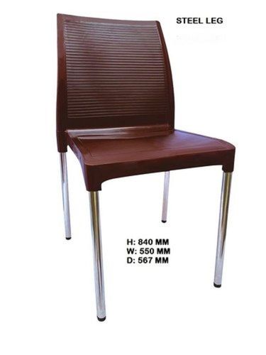 Shubh Steel Legs Modular Armless Coffee Brown Plastic Chair