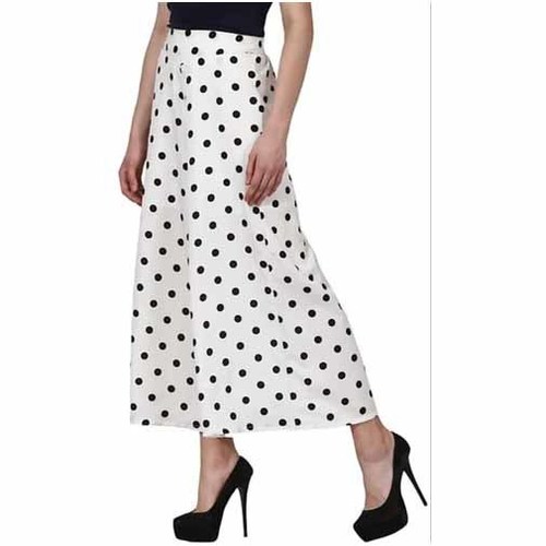 Breathable Dot Printed Crape Designer White Palazzo