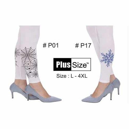 Ladies Bottom Printed Casual Wear White Slim Fit Legging