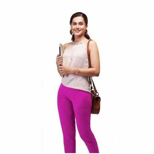 Washable Ladies Plain Casual Cotton Magenta Legging