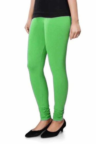 Ladies Plain Pattern Green Churidar Legging