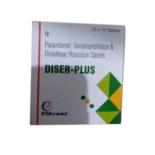 Paracetamol Serratiopeptidase And Diclofenac Potassium Painkiller Tablets Age Group Adult At