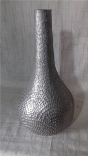 Metal Polished Aluminium Hammered Flower Vase