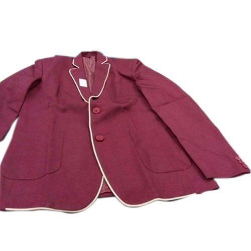 Kids Uniform Poly Cotton Plain Blazer, Full Sleeves, Red Color, Regular Fit, High Quality Age Group: 2-18 Years