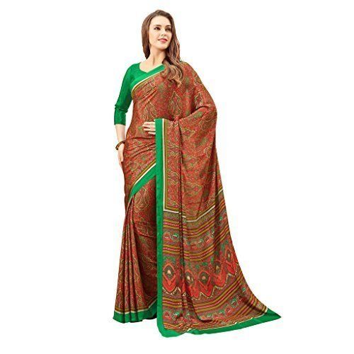 Party Wear Multi-Color Crepe Silk Saree For Ladies