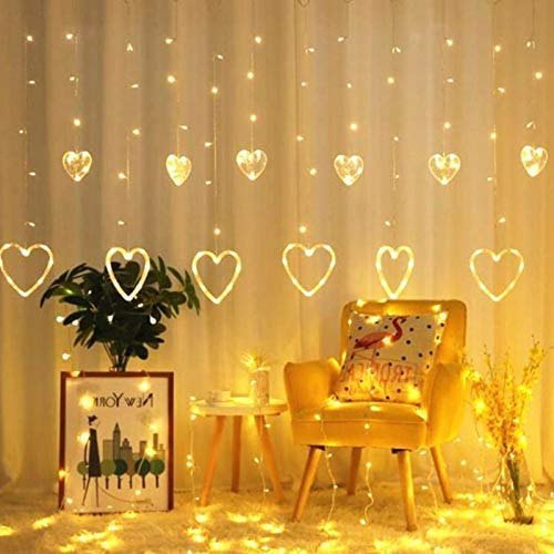 Slow Glow And Blinking Type Heart Shaped Warm White Color Curtain Led Light Input Voltage: 220 Volt (V)