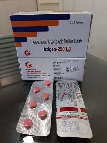 Azithromycin And Lactic Acid Bacillus 250 MG Antibiotic Tablets