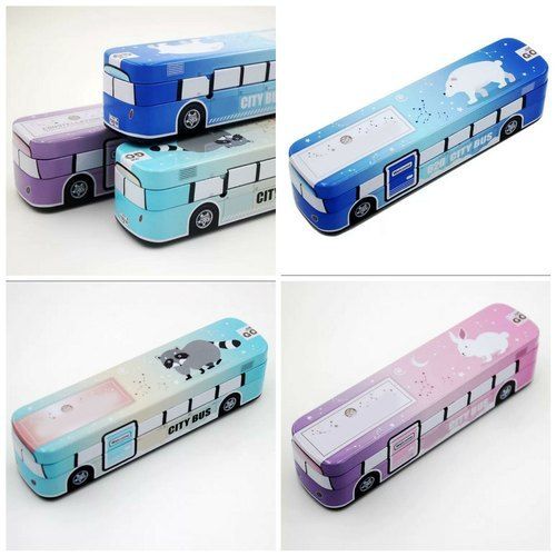 Fine Finish And Light Weight Bus Design Metal Pencil Box