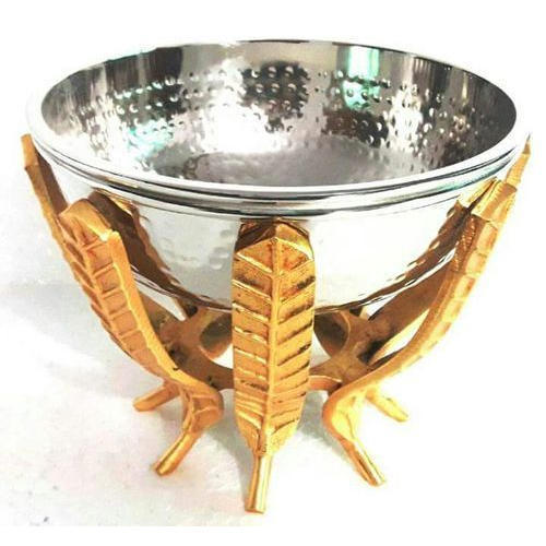 Metal Gold And Silver Color Decorative Bowl
