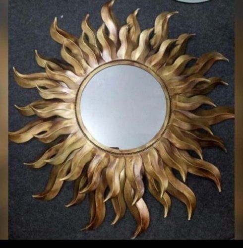 Metal Golden Color Sun Mirror