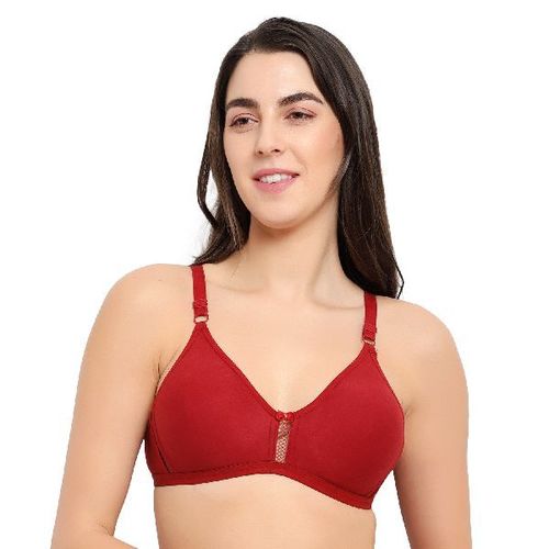 Maroon Seamless Padded Plain Bra For Ladies, Ideal For Support